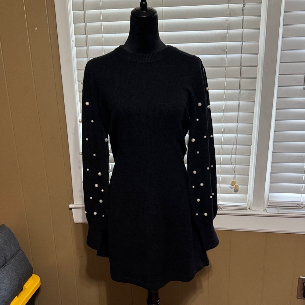 Black knit sweater dress